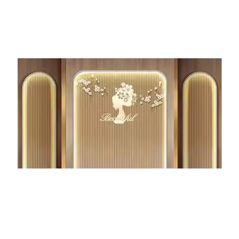 美容院吧台背景墙装饰墙布前台logo形象墙设计壁纸高级直播间墙纸