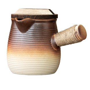 烤奶罐围炉煮茶壶煮茶炉罐罐大容量侧把壶户外家用粗陶可干烧炭火