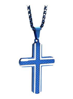 泰爱你时尚蓝色十字架项链