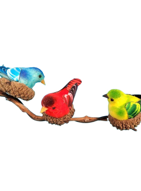 微型仿真小鸟装饰摆件迷你羽毛