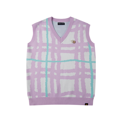 薛之谦dsp手绘格纹针织马甲