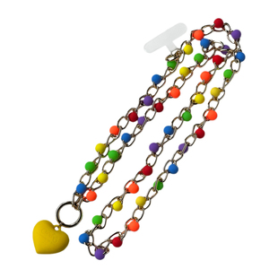 Candies原创通用个性彩色硅胶圆珠金属爱心长链手机壳链