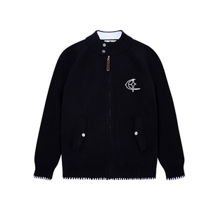 QUARTER IN NIGHT贝壳绣开衫毛织外套 美式复古休闲街头潮流