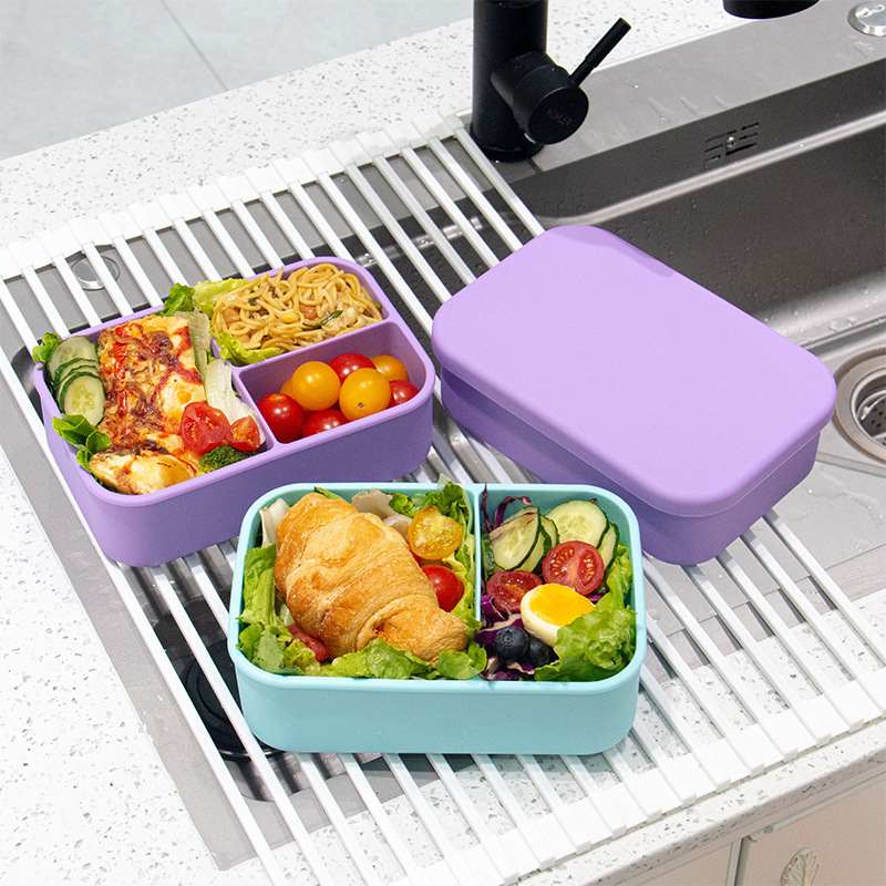 硅胶便当盒饭盒餐盒学生上班族女士带饭餐盒餐微波炉减加热分格脂