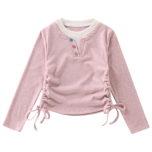 女童长袖T恤春秋装韩系女孩假两件打底衫薄款儿童洋气超好看上衣
