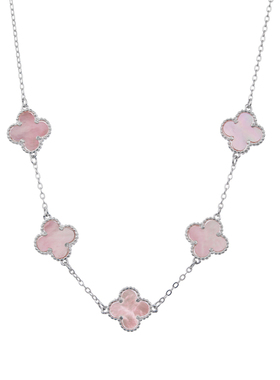 顺庆银楼S990纯银贝母项链樱澜五花项链甜美四叶草元素饰品送闺蜜