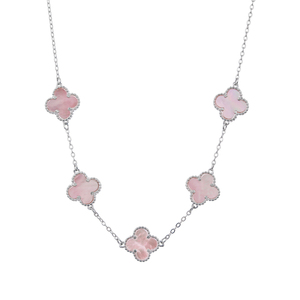 顺庆银楼S990纯银贝母项链樱澜五花项链甜美四叶草元素饰品送闺蜜