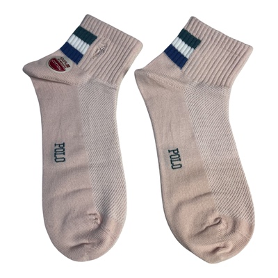 POLO夏季全棉学院风网眼中筒女袜