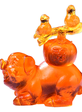 属虎2026年马年喜柿连猪摆件