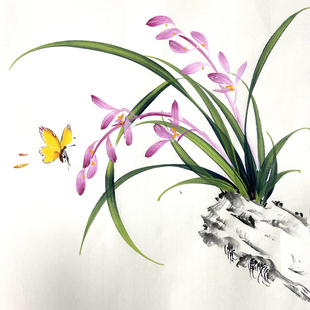 纯手绘真迹国画兰花水墨画写意花鸟兰草作品卧室书房宣纸字画成品