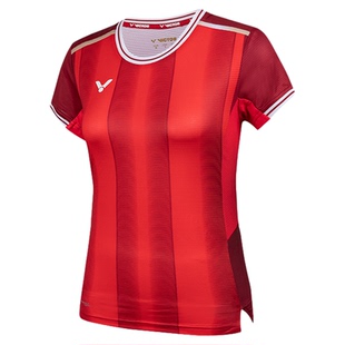 2025victor胜利羽毛球服女款速干透气训练运动套装短袖比赛T51000