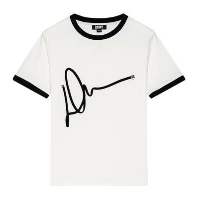 DKNYLOGO盘带绣撞色短袖T恤