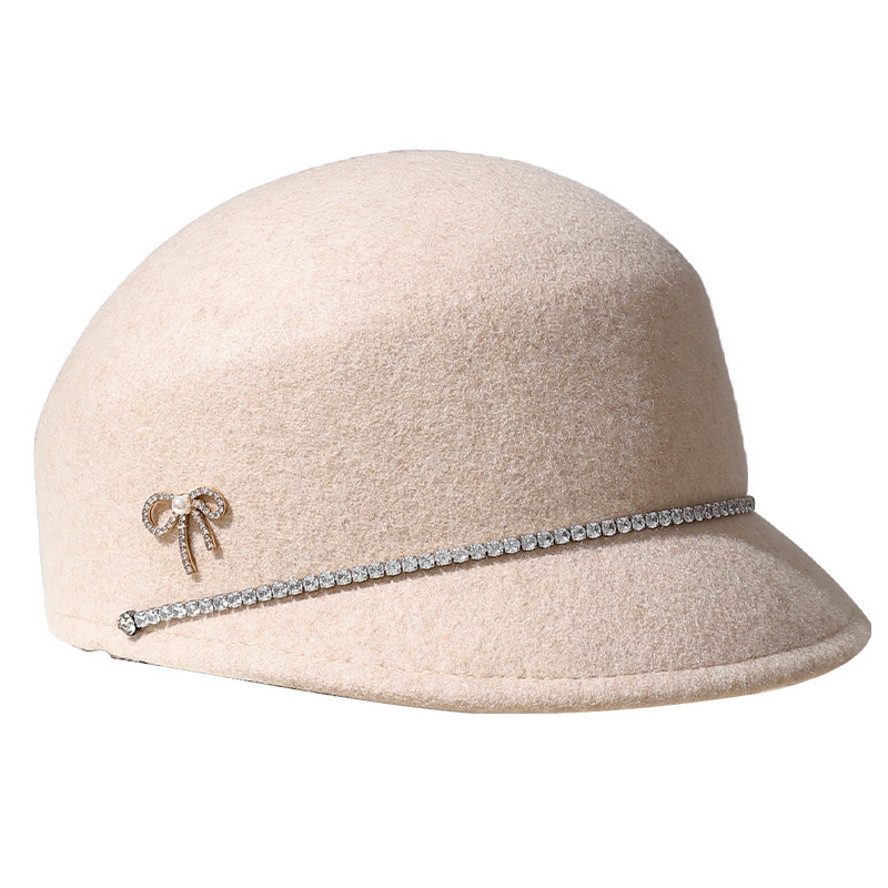 100%羊毛英伦马术帽女复古鸭舌帽