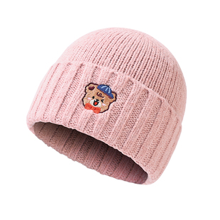 儿童帽子冬季女童保暖羊毛针织护耳防寒女孩红色帽子手套围巾套装