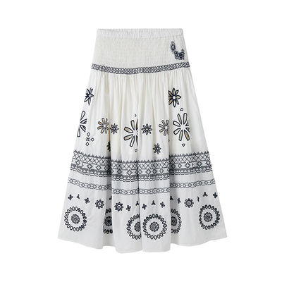 RAWSTONE休闲刺绣松紧腰伞裙