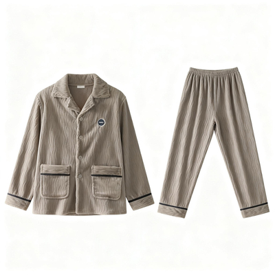 猫人珊瑚绒男士睡衣秋冬季