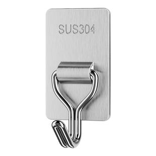 不锈钢挂钩强力粘胶免打孔厨房浴室门后贴墙壁上无痕粘钩承重钩子