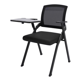 会议室可折叠培训椅靠背带桌板带轮子桌椅一体凳子带写字板办公椅