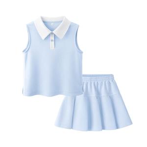 唐狮童装女童半身裙2025新款夏季小女孩蓝色短裙裤儿童运动网球裙