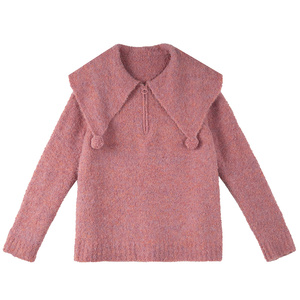 300斤慵懒风小众胖莹莹大码女装胖mm秋冬甜美减龄设计感球球毛衣