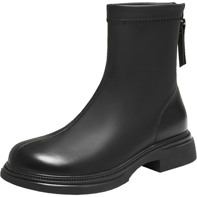 TATA他她靴子女2025加绒时装靴法式切尔西靴厚底复古短靴CE701DZ5