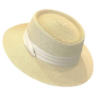 法式平顶防晒帽子女款2024新款礼帽夏季海边度假风遮阳草帽太阳帽