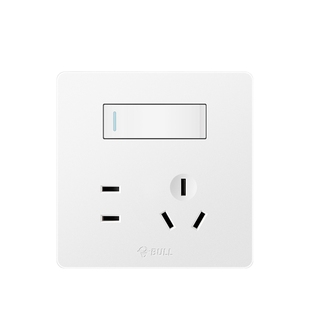 公牛一开五孔插座家用86型暗装面板五孔带开关二三插多孔G12白色