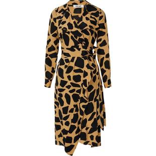 【折扣】DVF 女柔美性感动物纹花色配腰带收腰连衣裙