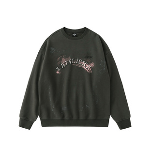 LAMLICKA经典熊猫手绘印花圆领卫衣男秋季新款重磅情侣装上衣宽松