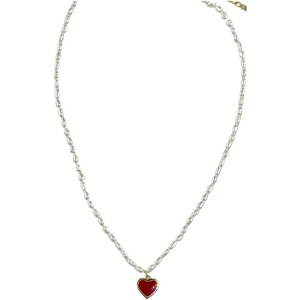 天然淡水珍珠项链女 keshi小米珠双面爱心吊坠锁骨链气质百搭颈链