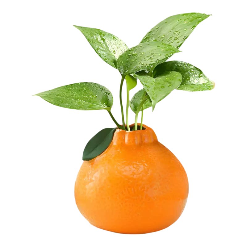 创意桔子造型塑料桌面花瓶摆件