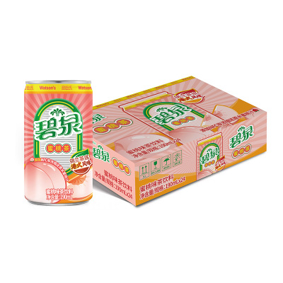 【全新上市】【秒杀】屈臣氏碧泉茶饮料蜜桃茶小罐190ml*24果味茶