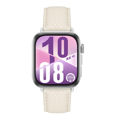 适用华为watch FIT3/4表带女gt6/5/4 41柔软荔枝纹新款watchfit4pro表带watch4/3Pro表带真皮gt3/2男女表带