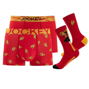 Jockey×Brolga虎年联名内裤礼盒本命年红色莫代尔平角裤男两件