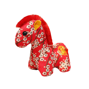 2026马年吉祥物可爱小马毛绒玩具花布艺马公仔布娃娃公司年会礼品