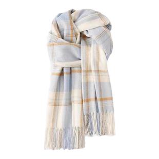 大航海家韩系氛围感格子围巾女秋冬季小清新学生保暖百搭情侣围脖