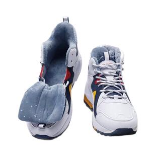 特步男鞋皮面防水加绒跑鞋冬季男士加厚棉鞋保暖高帮休闲运动鞋男