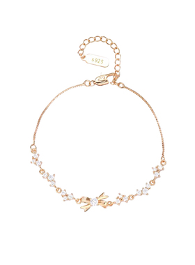 铜镀银碎钻蝴蝶结手链女锆石闪耀