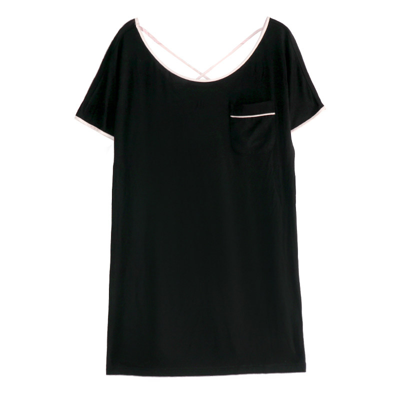 性感睡裙女夏季莫代尔带胸垫露背短袖宽松睡衣薄款大码休闲家居服