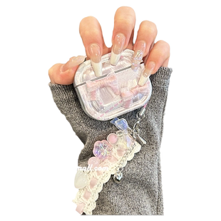 粉色羽纱蝴蝶结挂饰适用airpodspro2保护套苹果无线蓝牙耳机套airpods2女4新款airpods3软耳机壳防摔可爱pro3