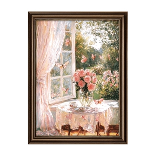 美式花卉玄关装饰画复古油画走廊过道挂画走廊过道高级感餐厅壁画