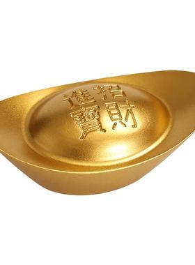 实心金元宝铜摆件黄铜道具金条