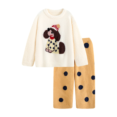 日系保暖半边绒睡衣珊瑚绒家居服