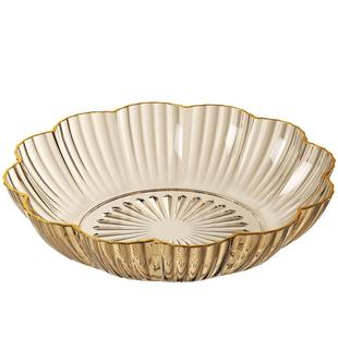 水晶水果盘2024新款轻奢高档客厅家用茶几果盘零食盘糖果盘摆放盘