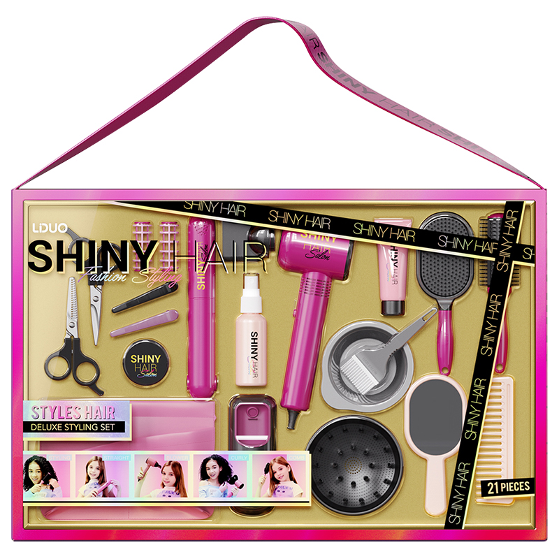 安麗莉兒童美發(fā)套裝玩具女孩吹風(fēng)機(jī)剪頭發(fā)梳妝過家家仿真角色扮演