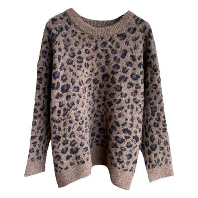 AMR UU◆复古时髦豹纹毛衣oversize慵懒范宽松显瘦针织女秋冬新款