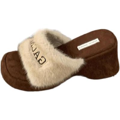 网红仙女风水貂毛毛毛毛毛拖鞋女