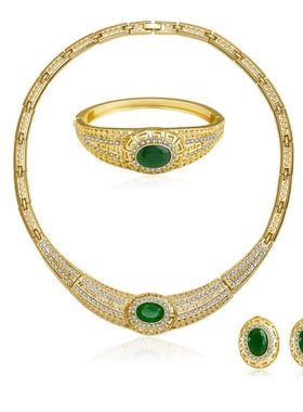 欧美红色水晶宝石夸张婚礼项链