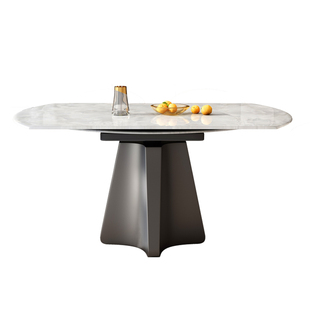 意式轻奢天然大理石伸缩餐桌小户型方圆两用家用微晶石餐桌椅组合