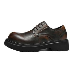 马克华菲休闲男鞋2026新款厚底增高皮鞋男款德比鞋男潮流大头潮鞋